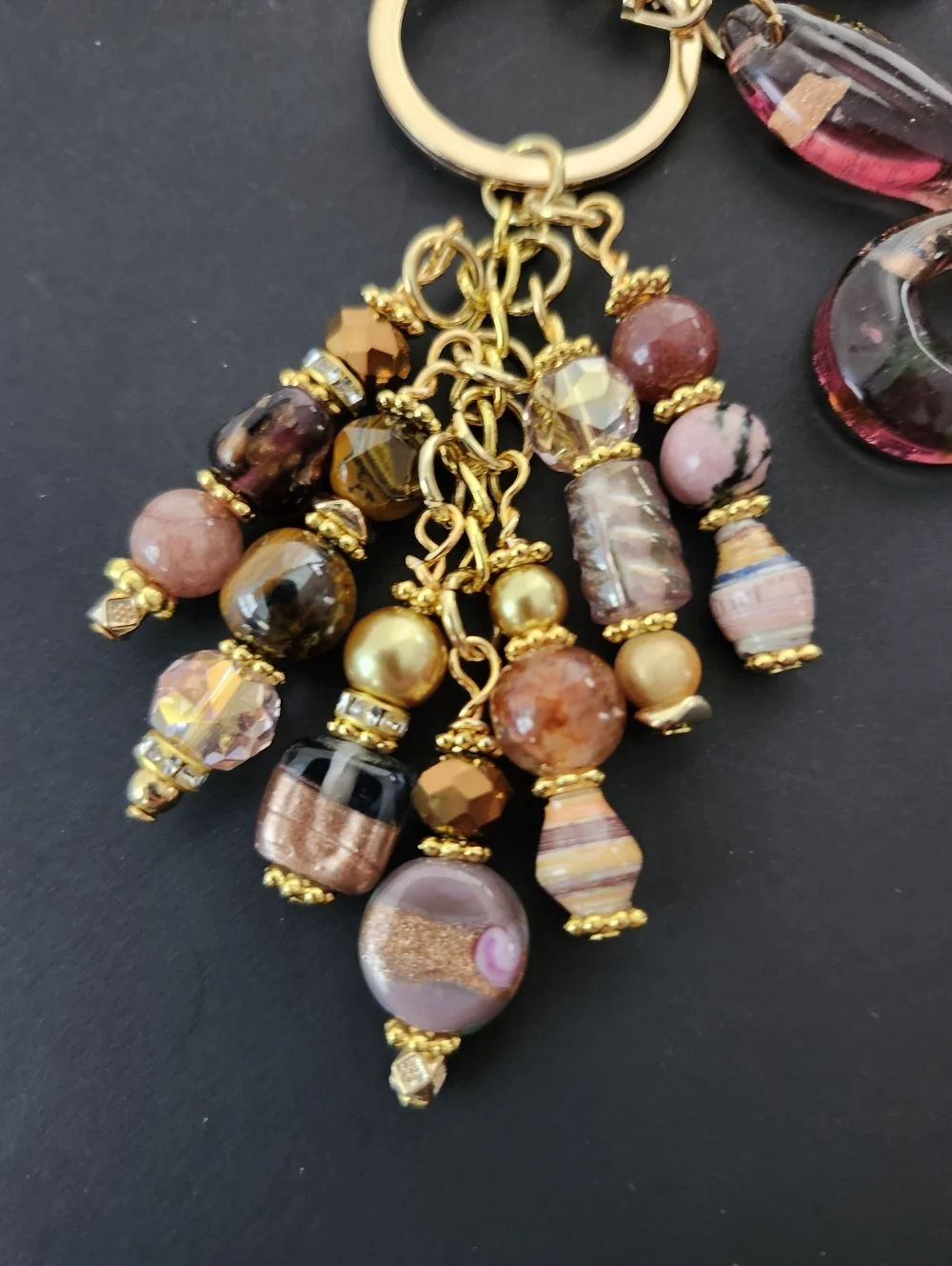 Flordelis Purse Charm or Keychain Agate Jasper Paper Crystal Handcrafted